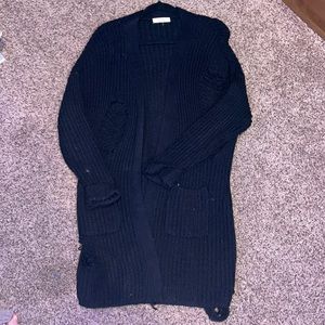 Active USA Black Distressed Cardigan